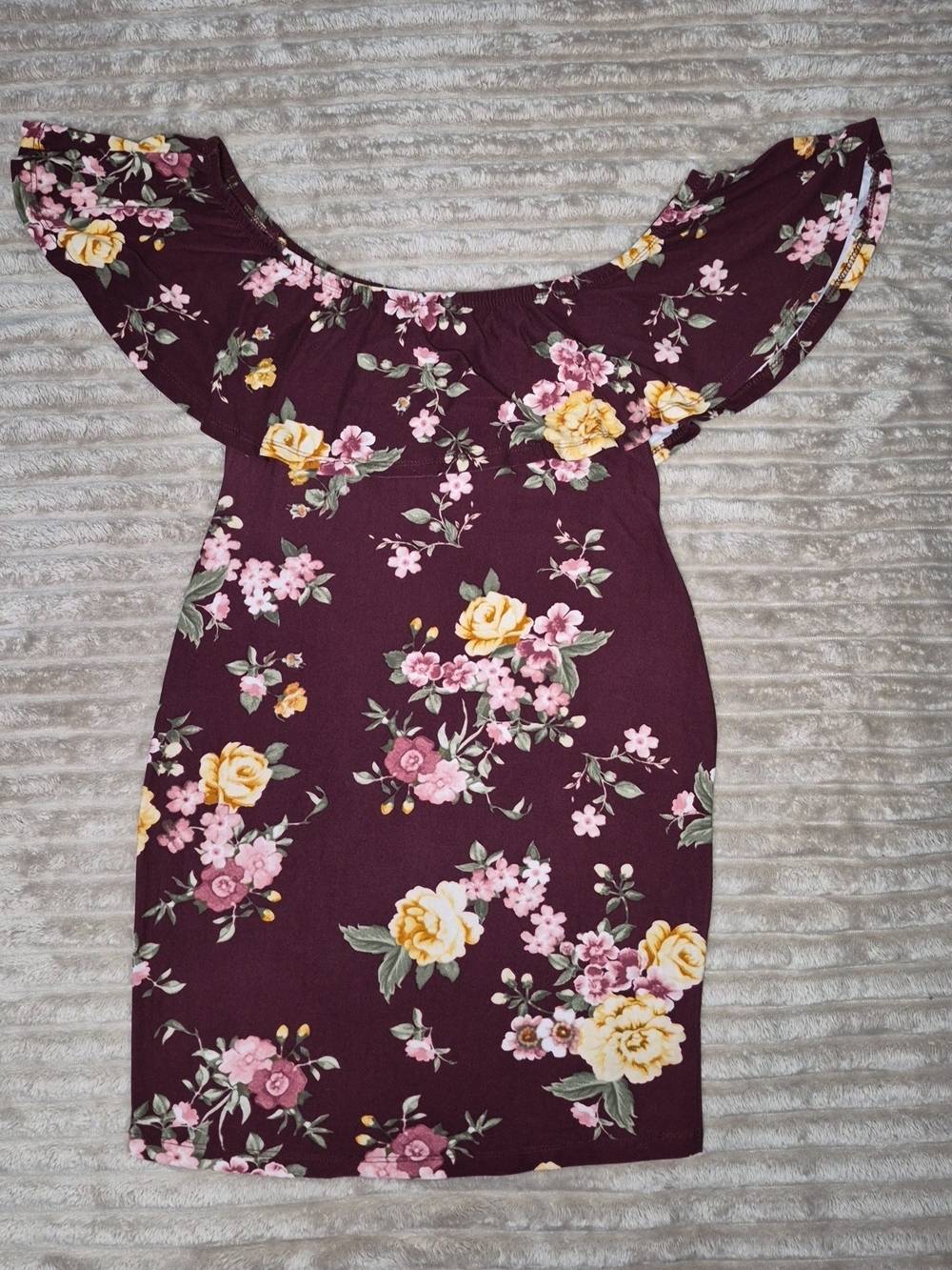 Rue21 Burgundy One-Shoulder Floral Bodycon Dress